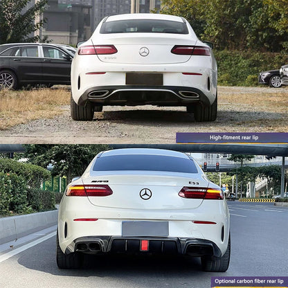 Mercedes E350 Coupe rear lip diffuser and quad stainless steel exhaust tips installed on W213