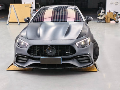 Aggressive E63 AMG style front bumper and grille installed on 2021-2023 Mercedes E450 Coupe